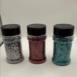 3-Pack Chunky Glitter Jars - Silver, Red, Teal